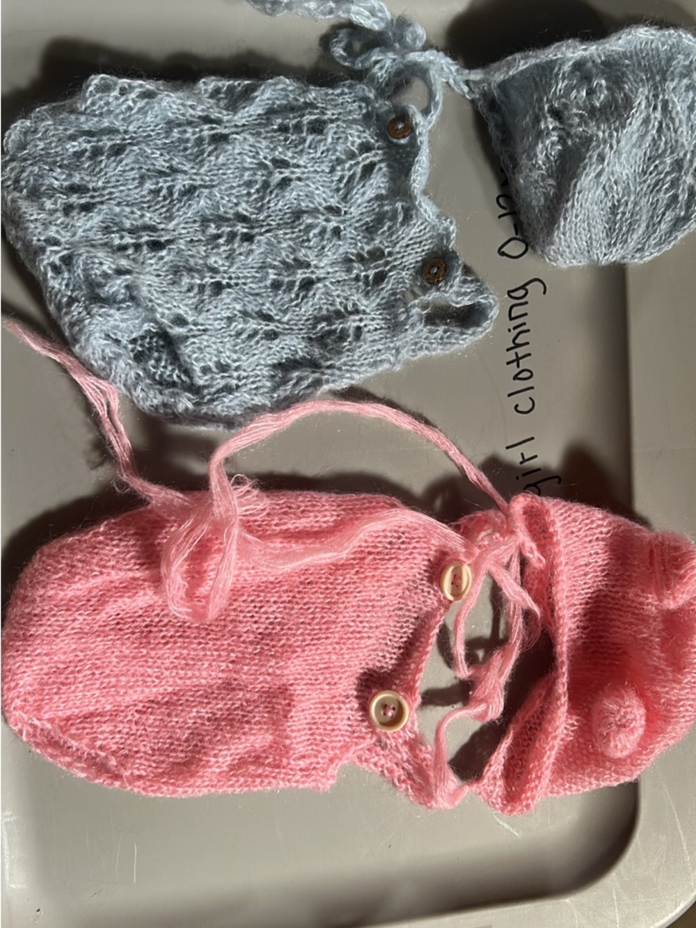 Knit NB photoshoot Baby Sets - Pink and Light Blue